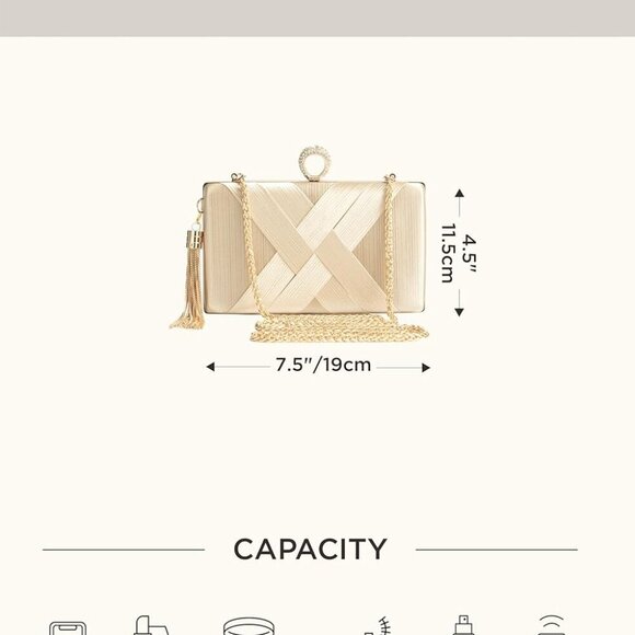 Clutch Purses for Women - Evening Bag Tassel Pendant Clutch for Bride Party Prom - Picture 7 of 7